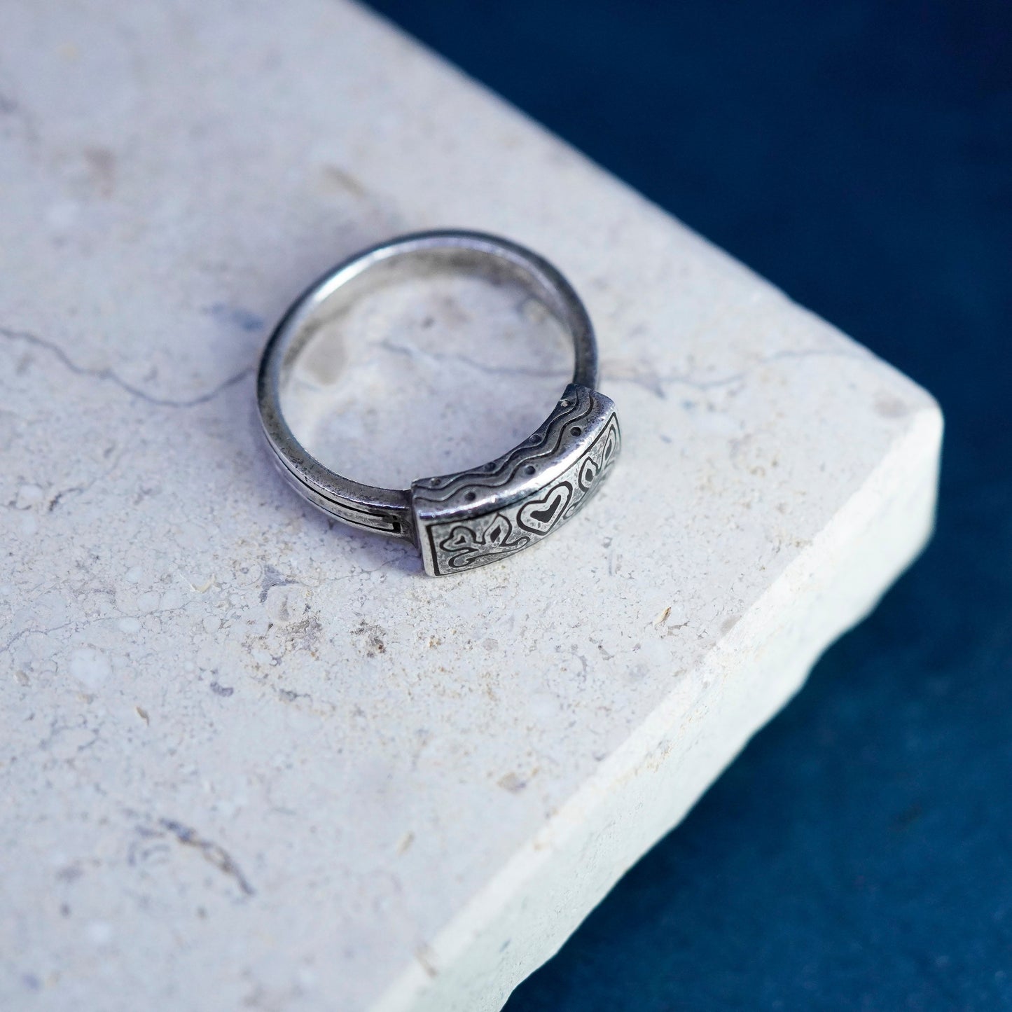 Size 8.5, Brighton Sayan Sterling Silver Handmade ribbed Ring, 925 Band ring