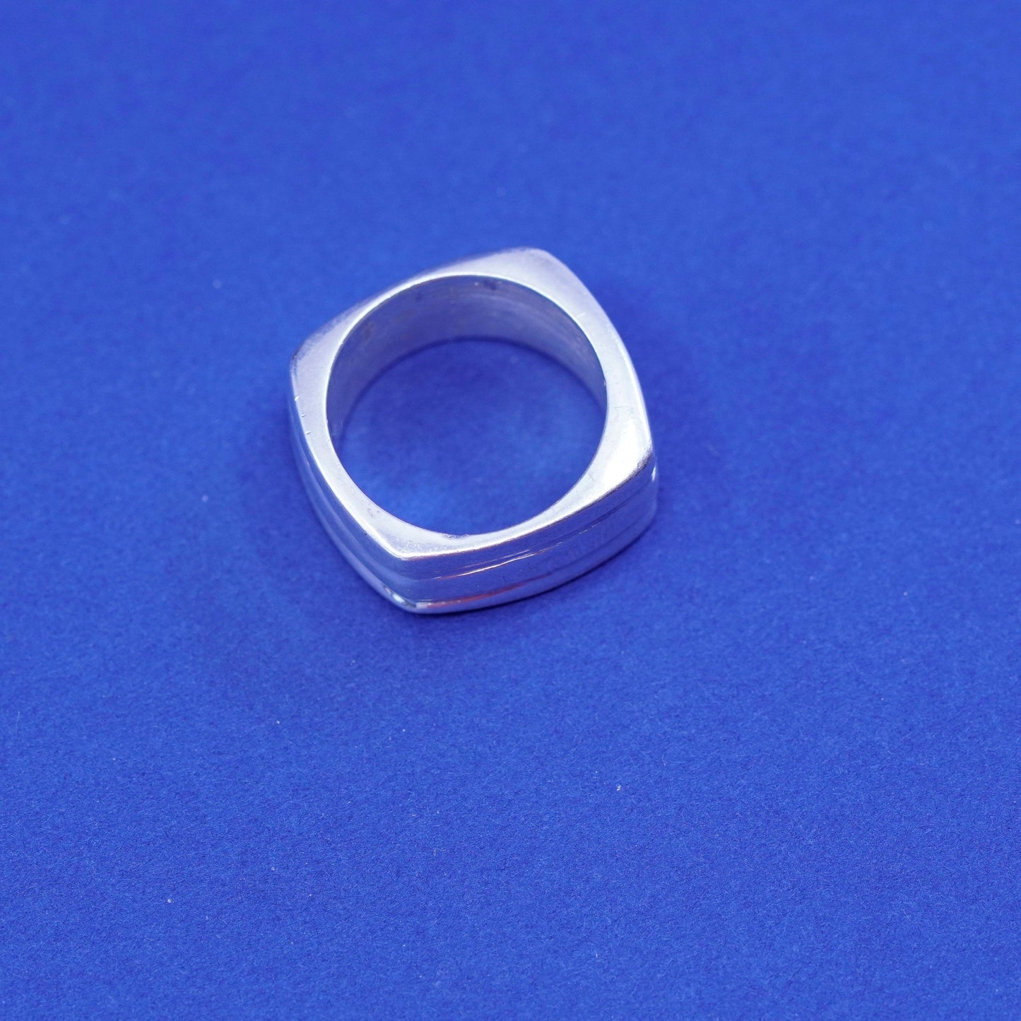 Size 6.25, Sterling silver handmade ring, Mexico square ribbed 925 men’s band