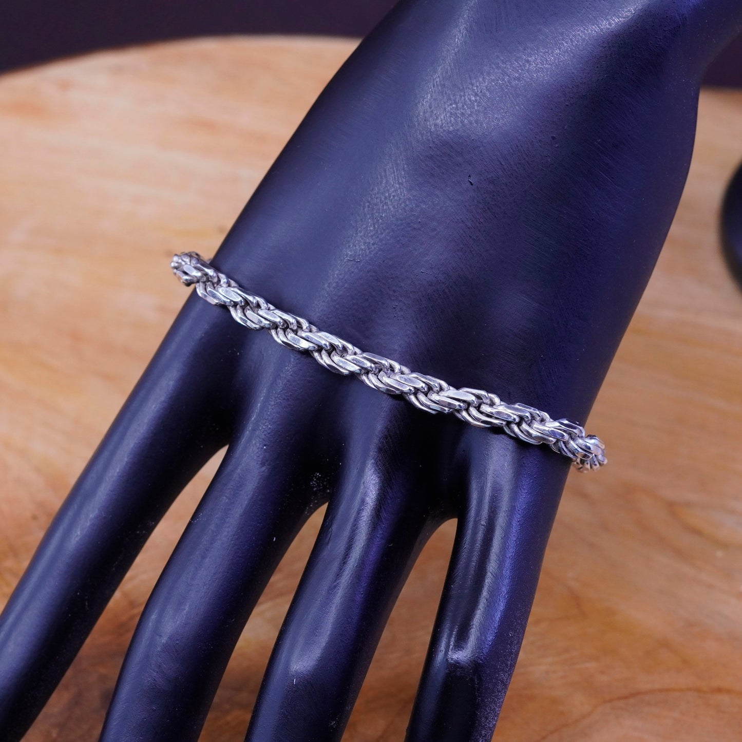 8.75”, 5mm, vintage PGDA Sterling silver bracelet, Italy 925 men’s rope chain