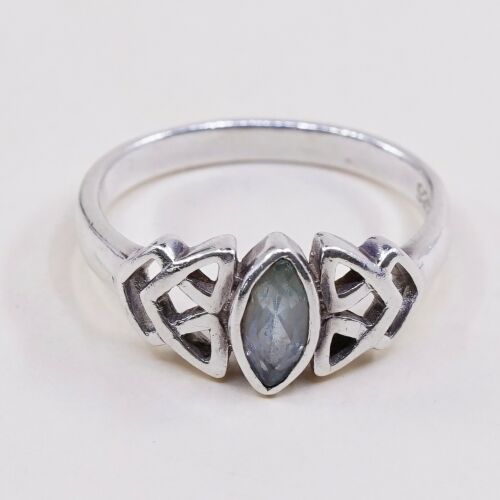 Sz 8.5, Sterling Silver Ring, 925 Silver Ring W/ blue Sapphire