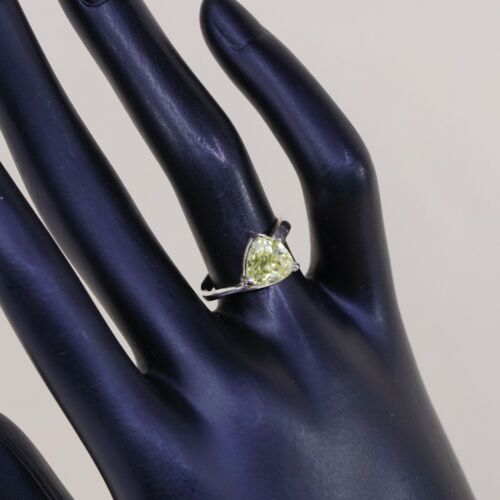 Sz 7, Vtg Sterling Ring, 925 Silver Engagement Ring W/ Lime Green CZ