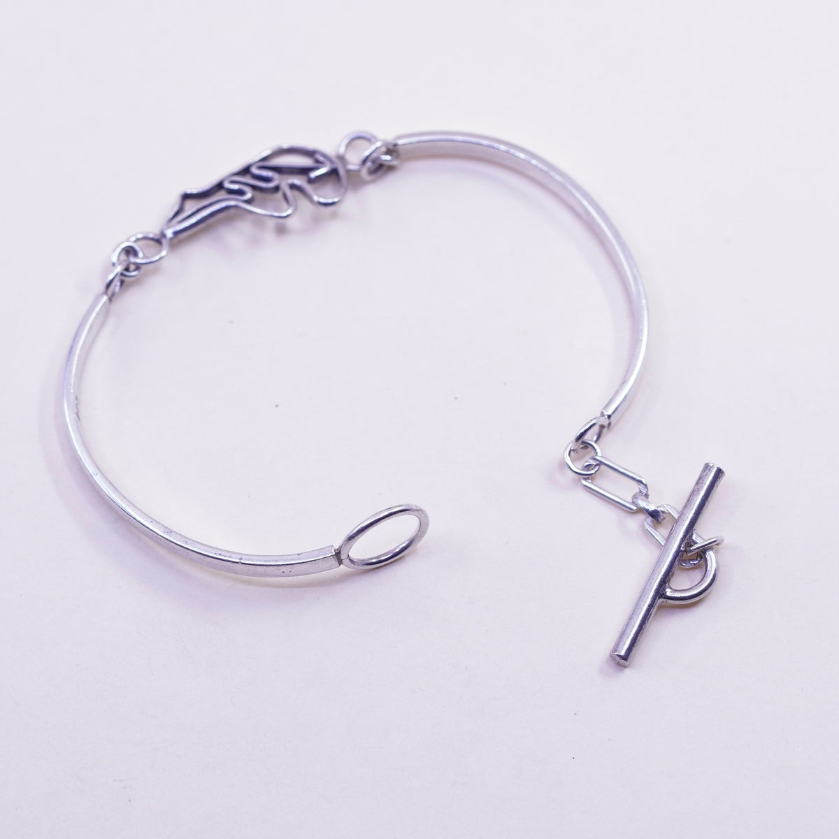 6.5”, southwestern sterling 925 silver handmade bracelet, bangle polar bear