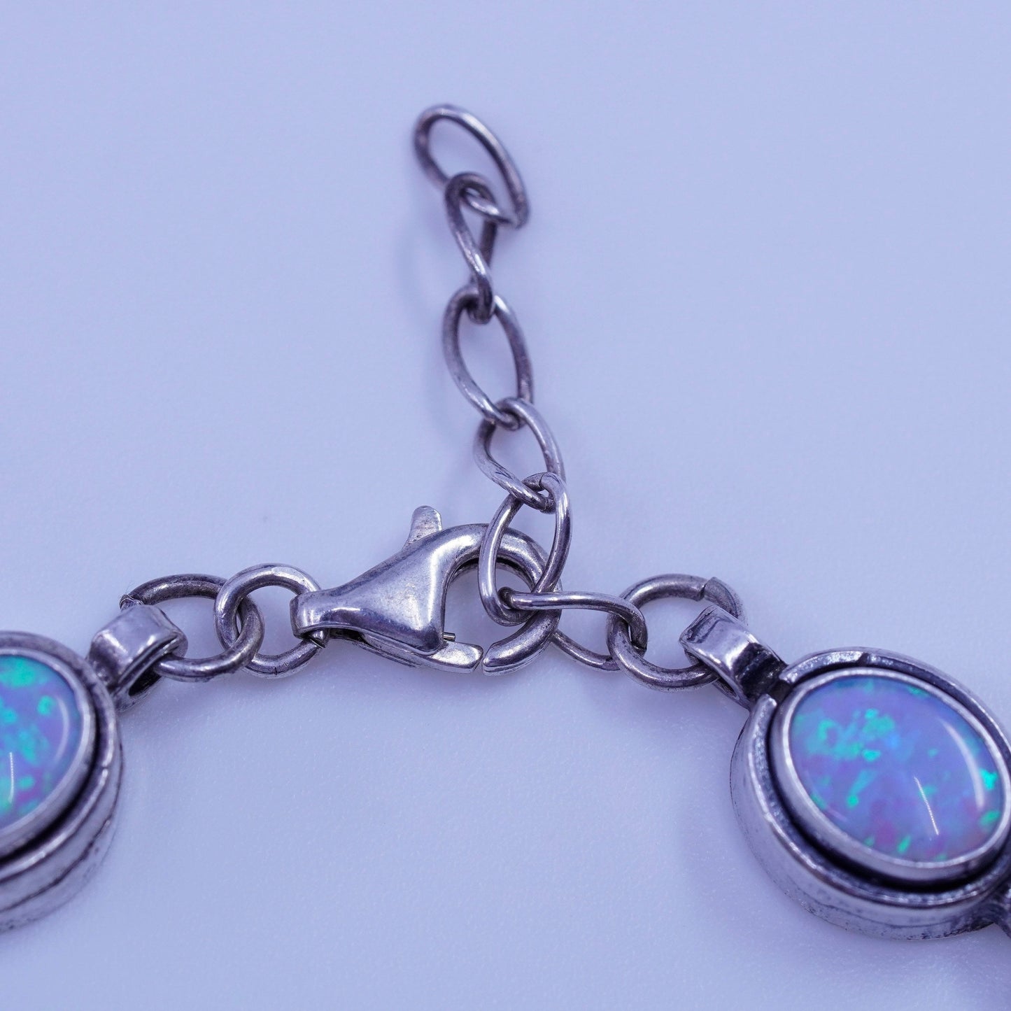 7+1”, Native American Navajo southwestern Sterling 925 silver opal bracelet