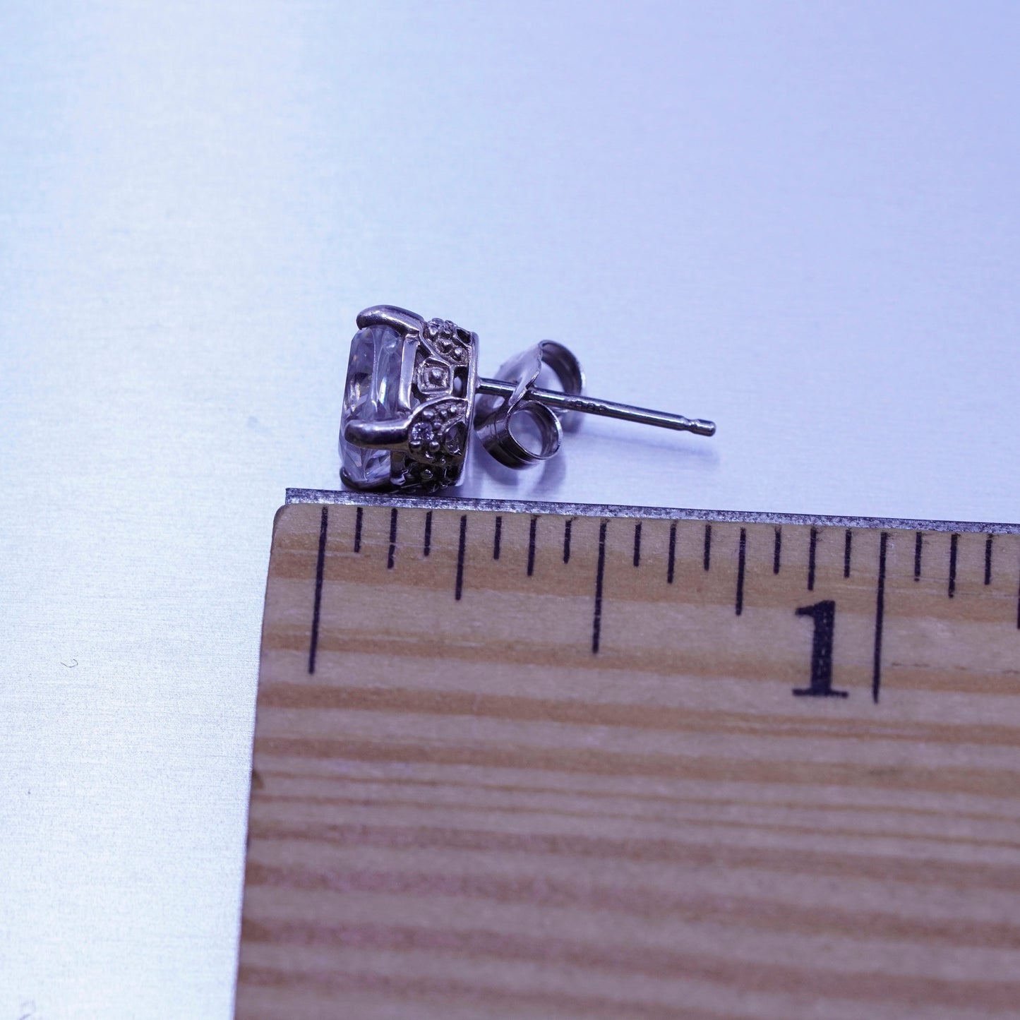 Vintage Sterling 925 silver earrings, studs with cz inlay