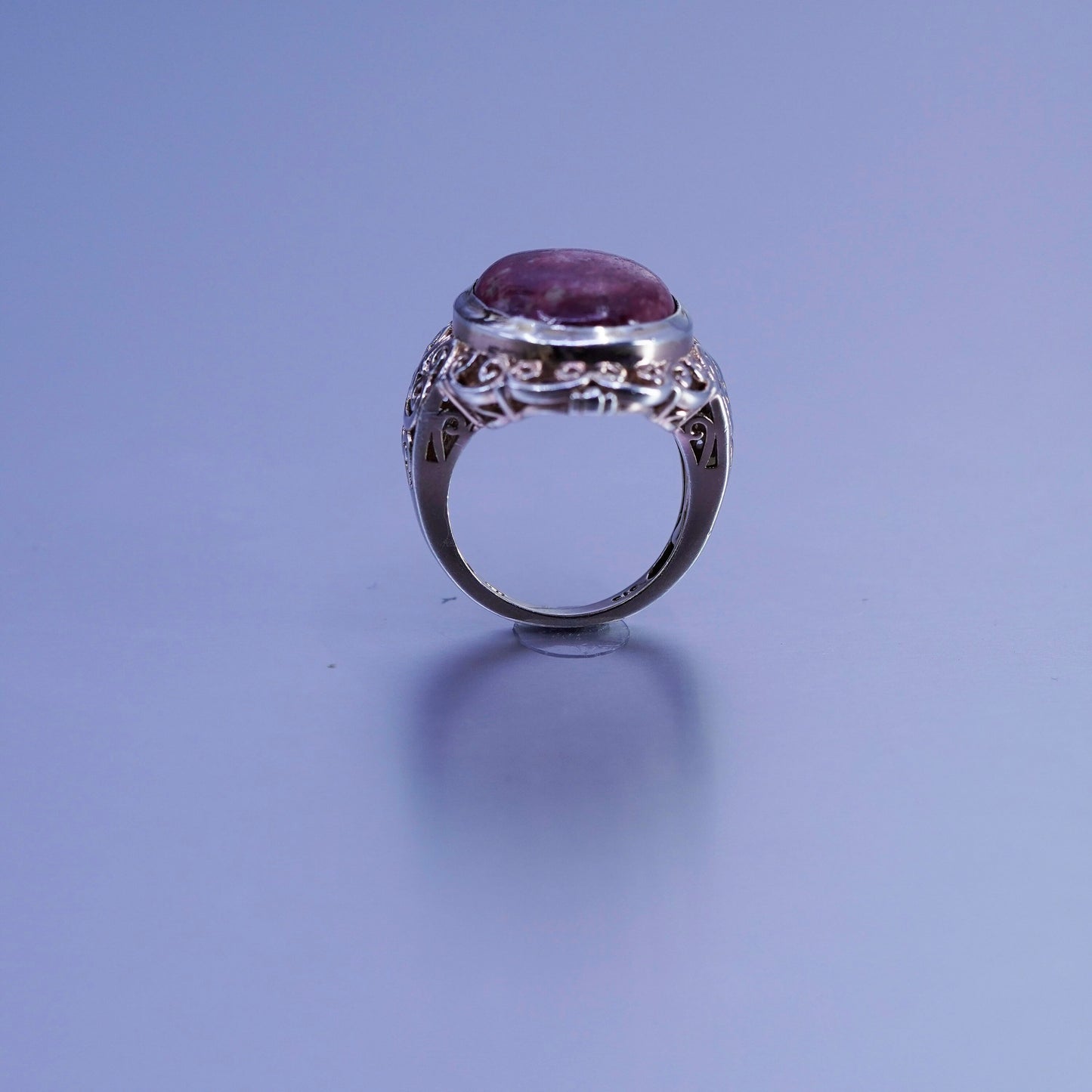 Size 7.25, vtg vermeil gold over Sterling 925 silver filigree ring red jasper