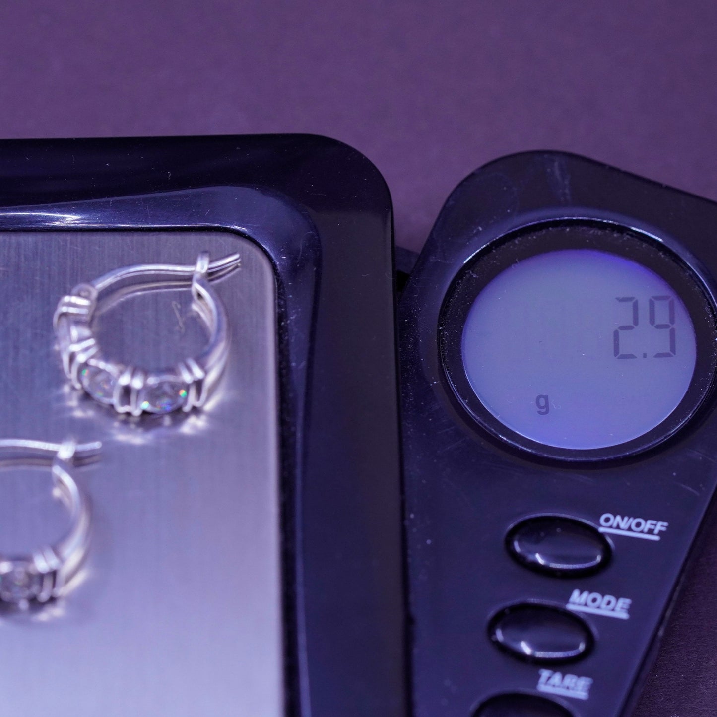 0.5”, vintage Sterling silver handmade earrings, 925 hoops with cluster Cz