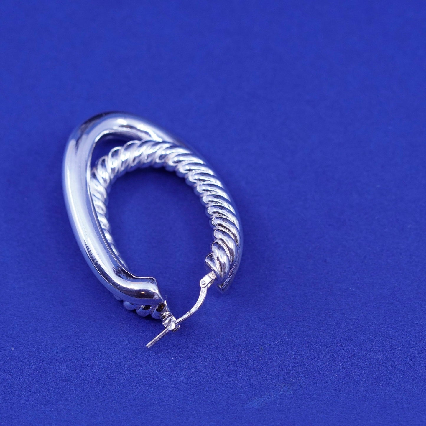 1.5”, Italy Sterling silver handmade earrings, cable 925 entwined hoops, huggie