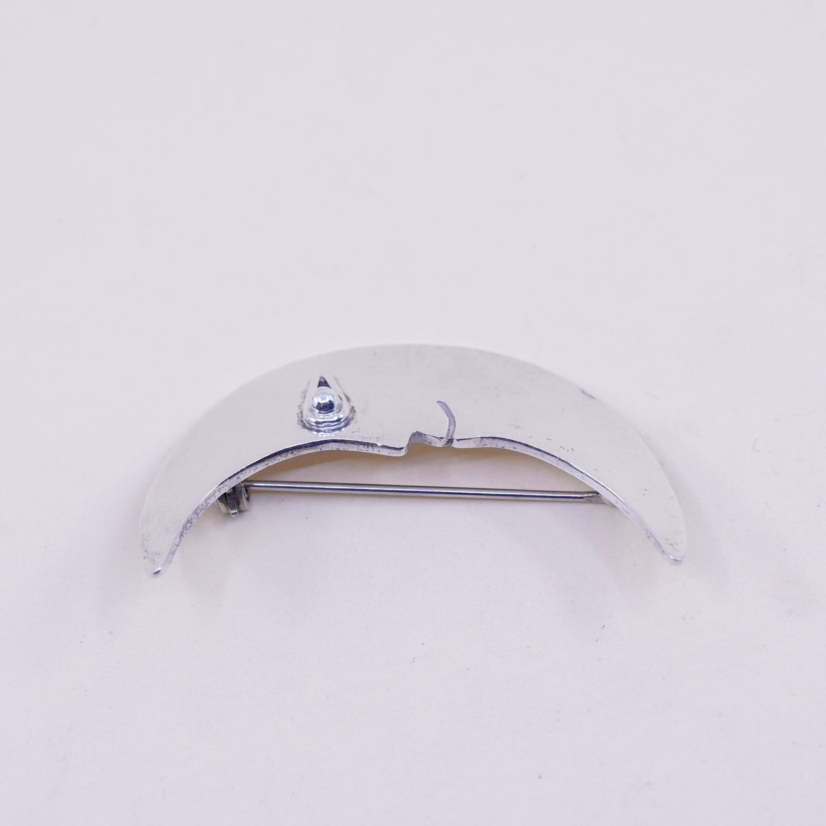 Vintage sterling silver handmade moon face, 925 handmade brooch, antique