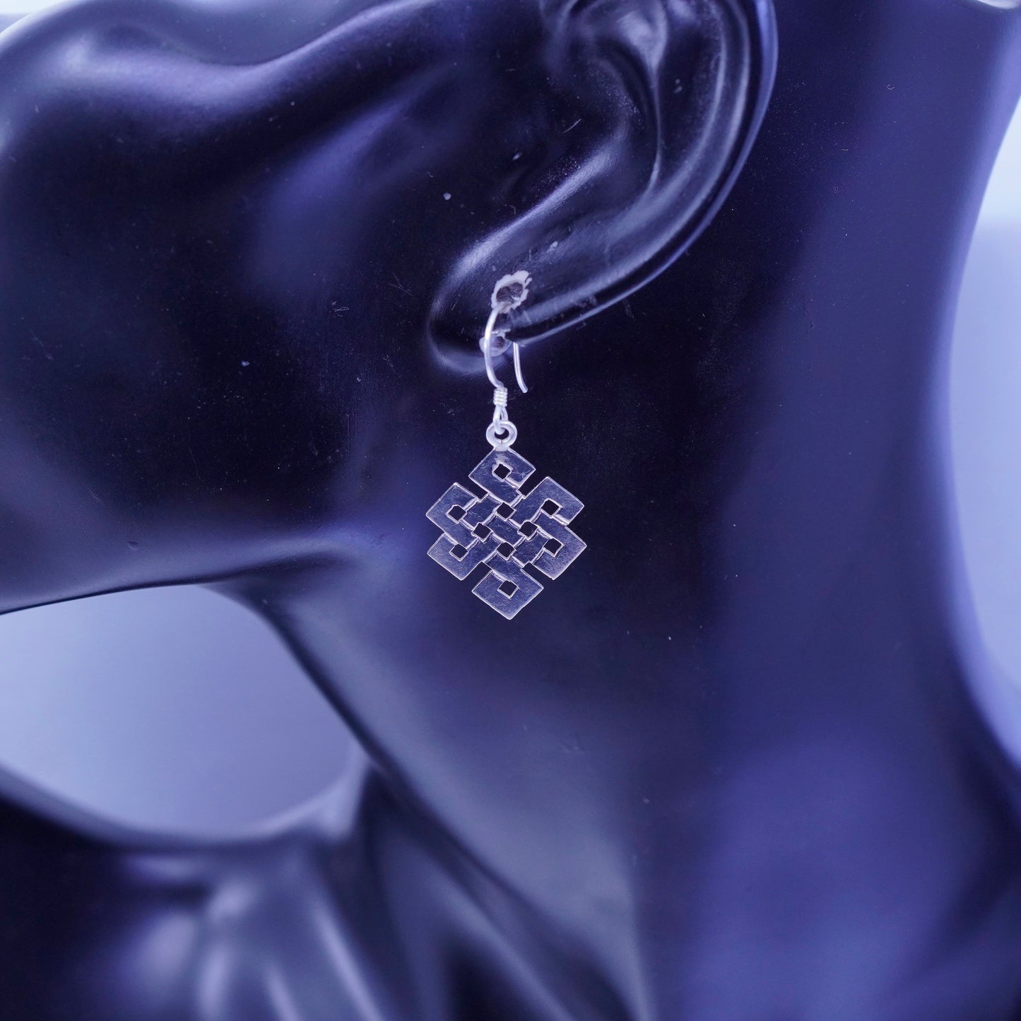 Vintage Irish Sterling 925 silver handmade filigree Celtic knot earrings