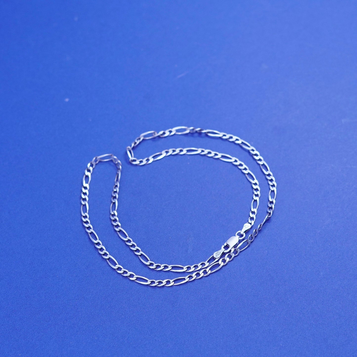 18”, 4mm, vintage Sterling silver handmade necklace, 925 Figaro link chain