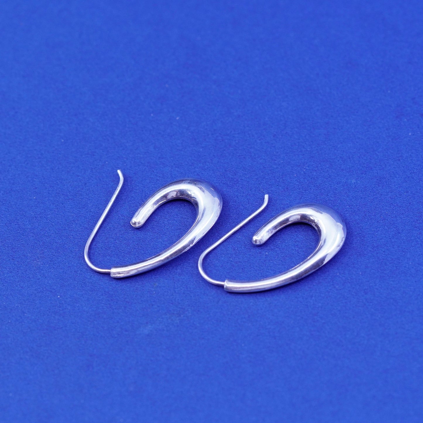 Vintage sterling silver handmade earrings, elegant 925 silver teardrop drops