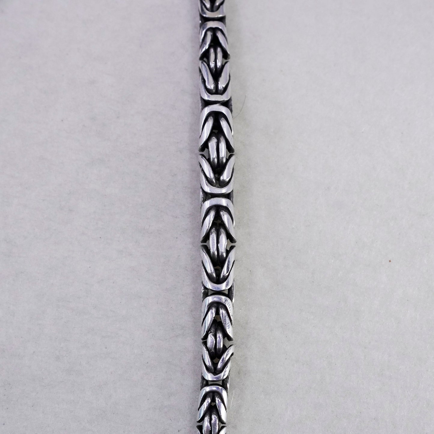 18”, Vintage Mexico Sterling 925 silver graduated birdcage Byzantine necklace