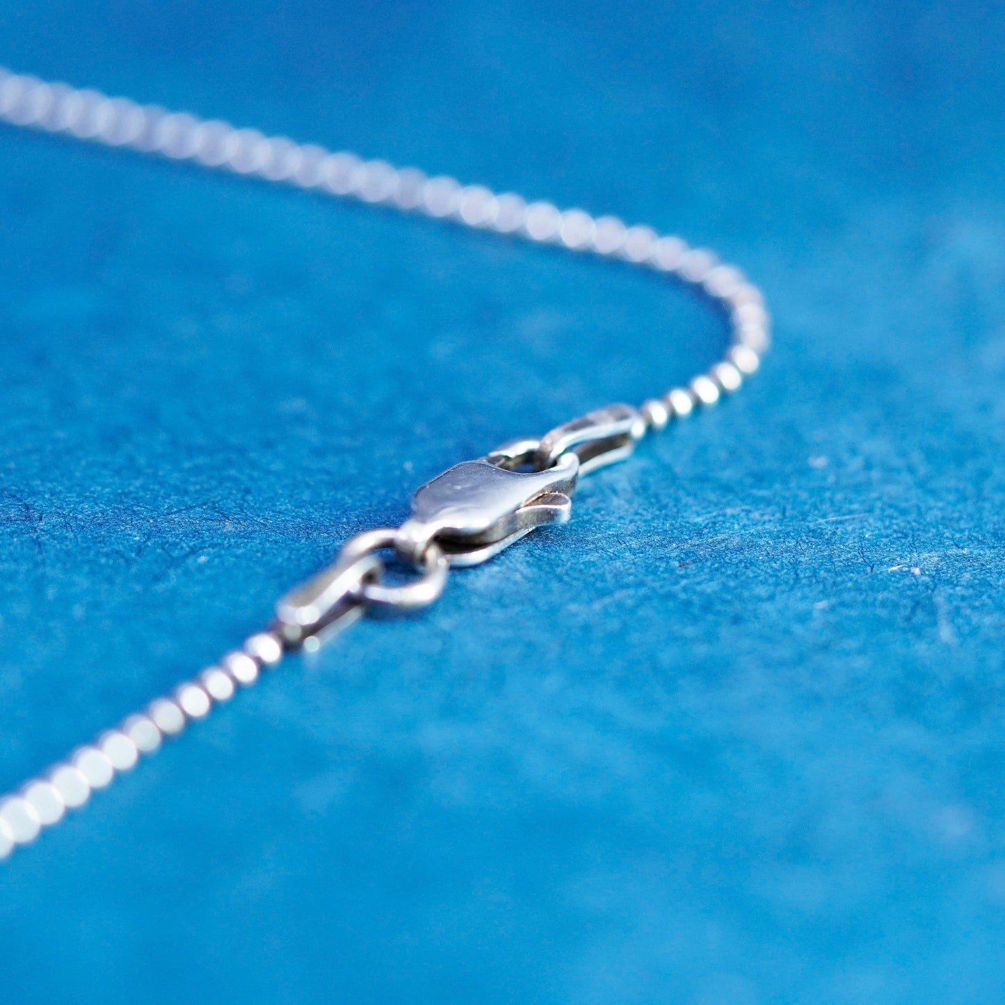 16”, 1mm, vintage Sterling silver handmade necklace, 925 beads chain