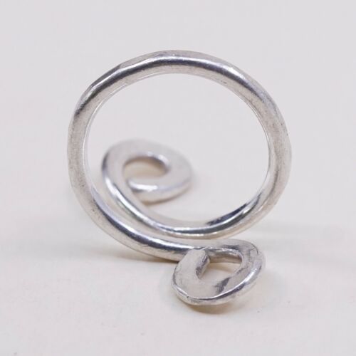 Size Adjustable, Sterling Silver Handmade Ring, 925 Hammered swirl Band
