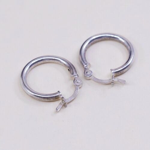 0.5”, Italy Modern 925 Sterling Silver Hoop Pierced Earrings, 925 silver huggie