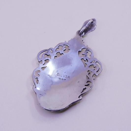Vintage Siam sterling silver handmade pendant, Indian 925 goodness pendant