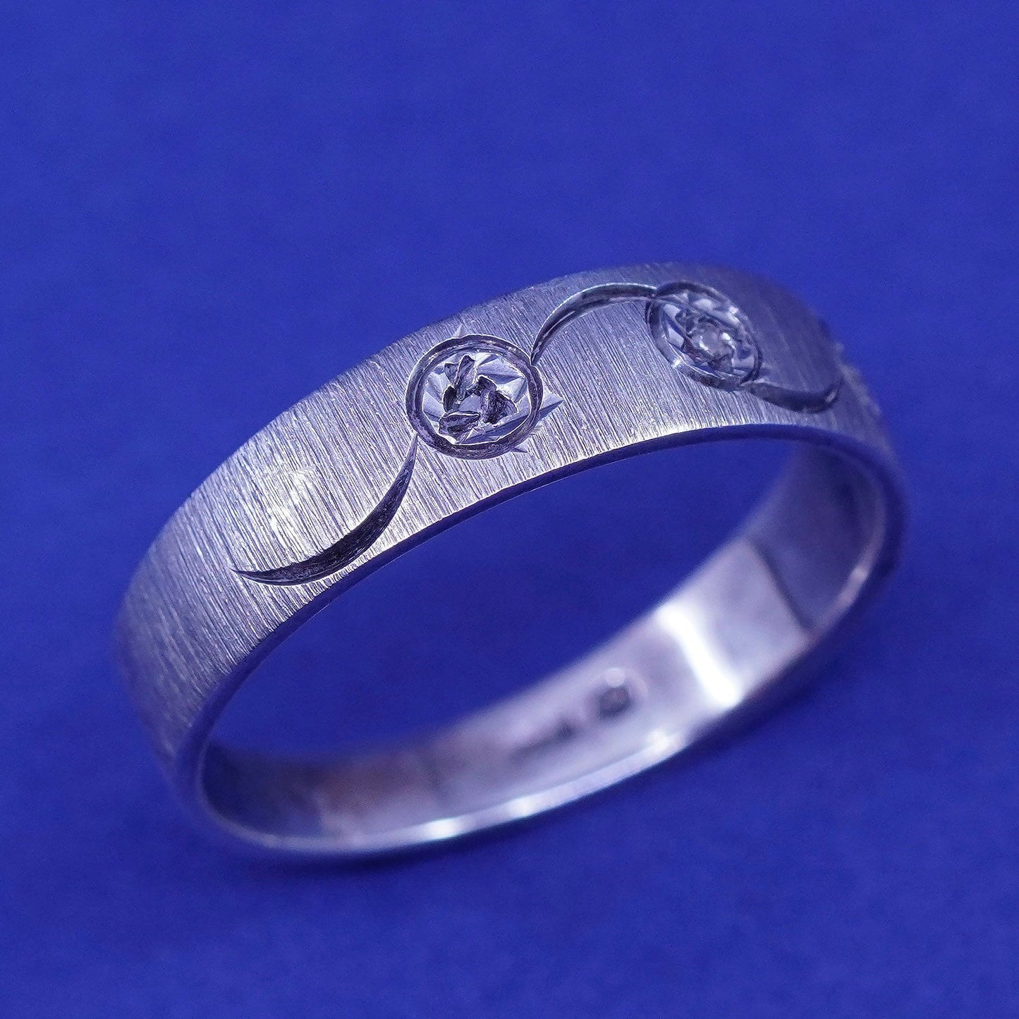 Size 10, vintage Sterling silver handmade ring, 925 band with diamond