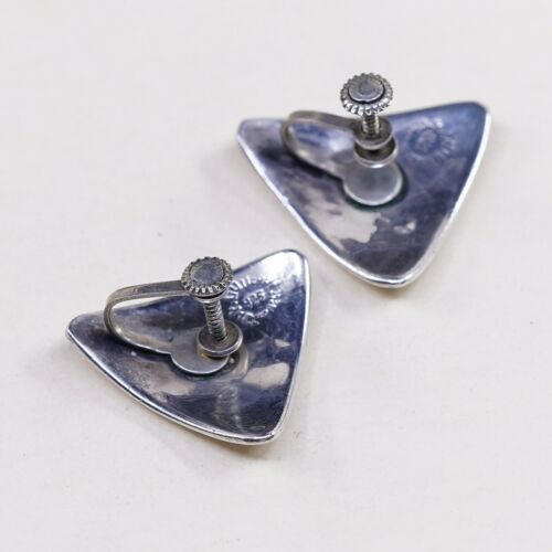 Vtg Sterling 925 Silver Handmade Screw Back Earrings Embossed Swirl