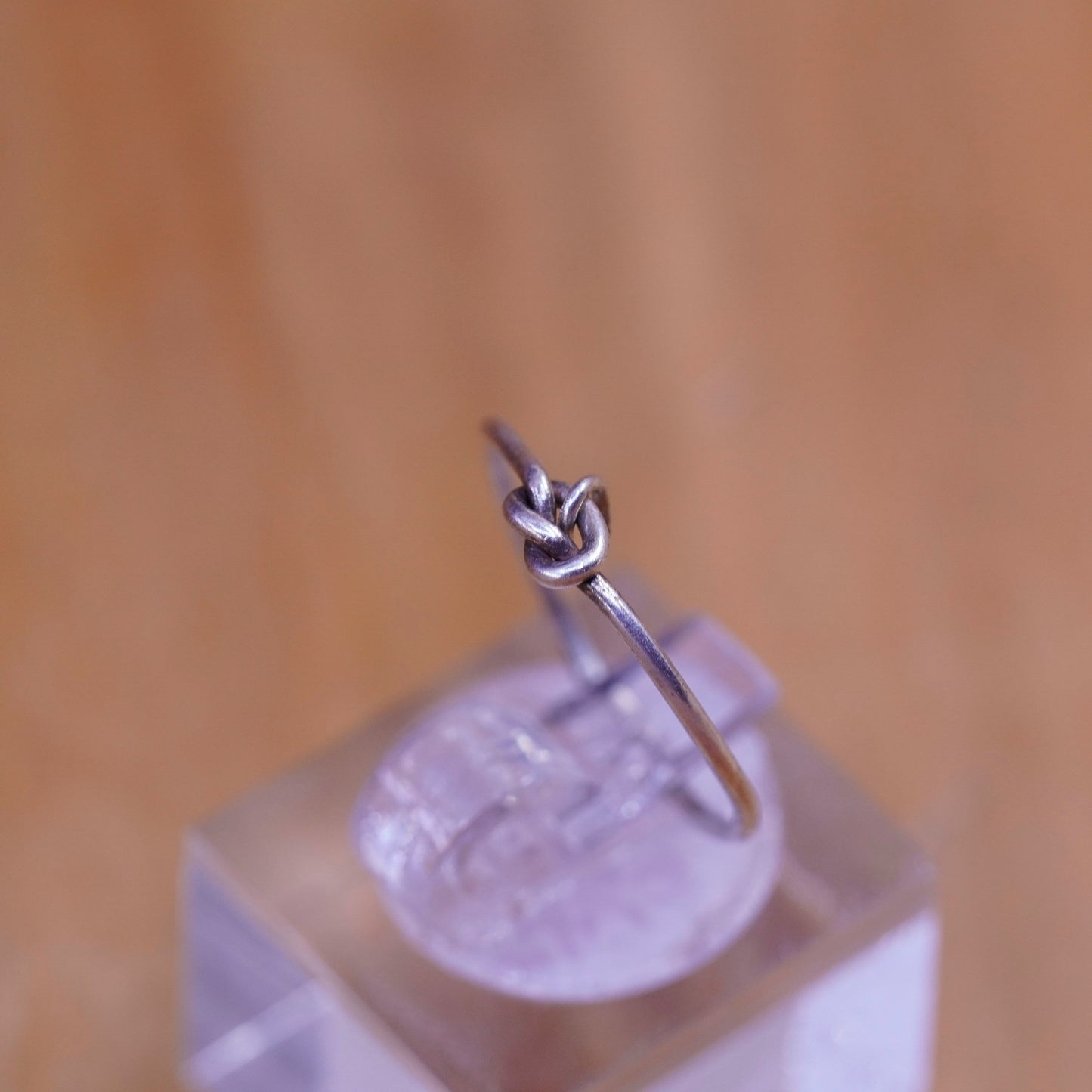 Size 6, vintage Sterling silver handmade knot ring, 925 wired band