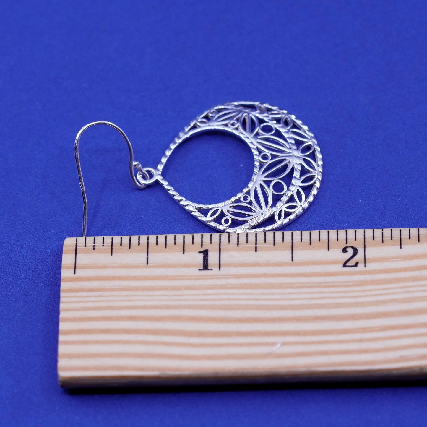 Vintage Canada Sterling silver handmade earrings, filigree 925 teardrop