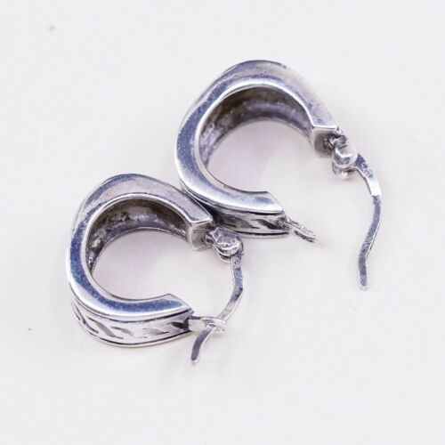 0.5”, Vtg Sterling Silver Handmade Hoops, Italy 925 earrings, Huggie
