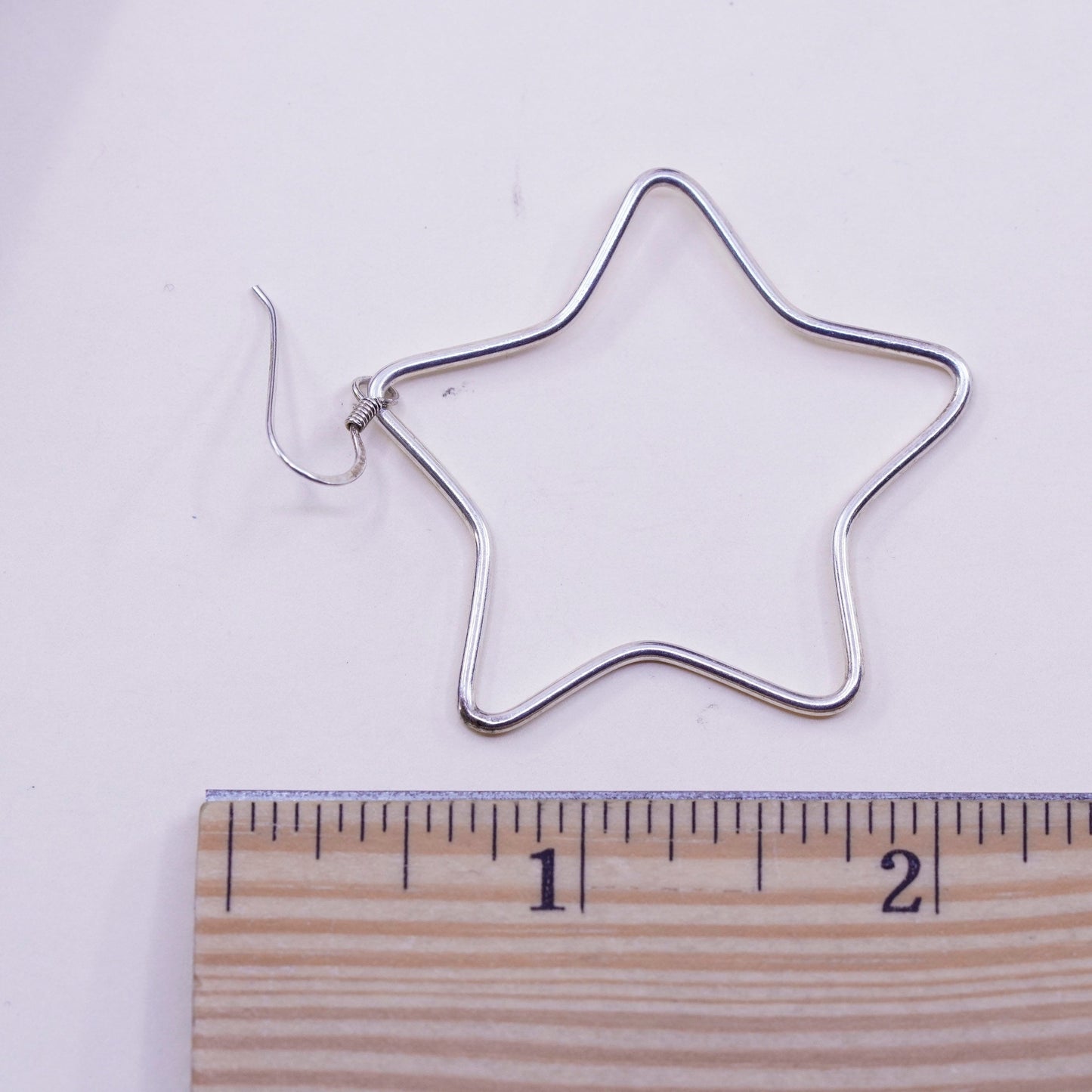 Vintage sterling silver handmade modern earrings, 925 star