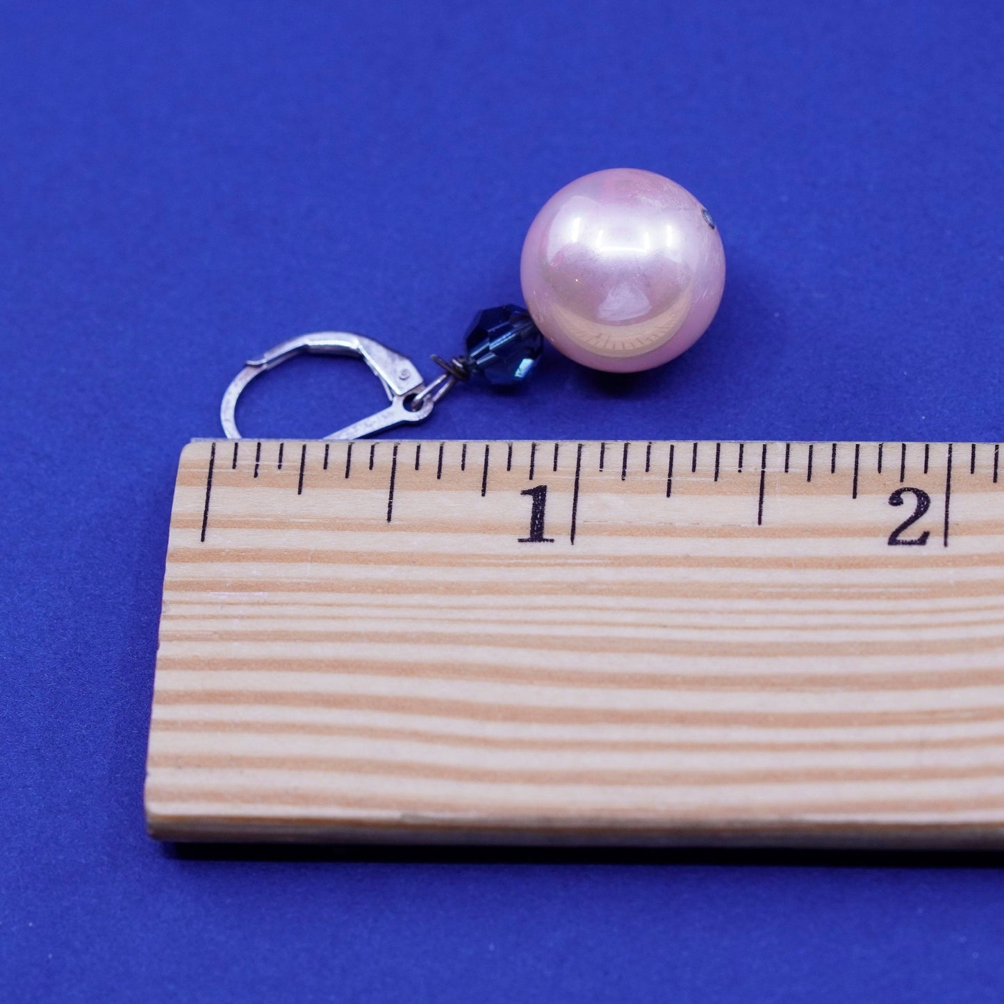 Vintage sterling silver handmade earrings, 925 hooks with crystal pink pearl