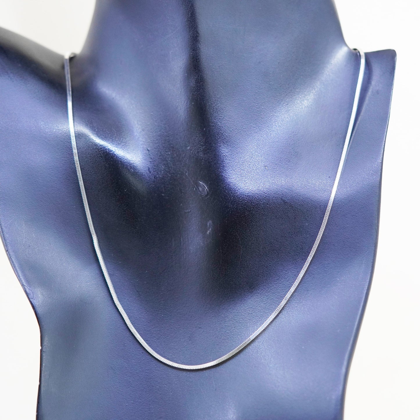 18”, 1mm, Vintage sterling silver square snake chain, Italy 925 necklace