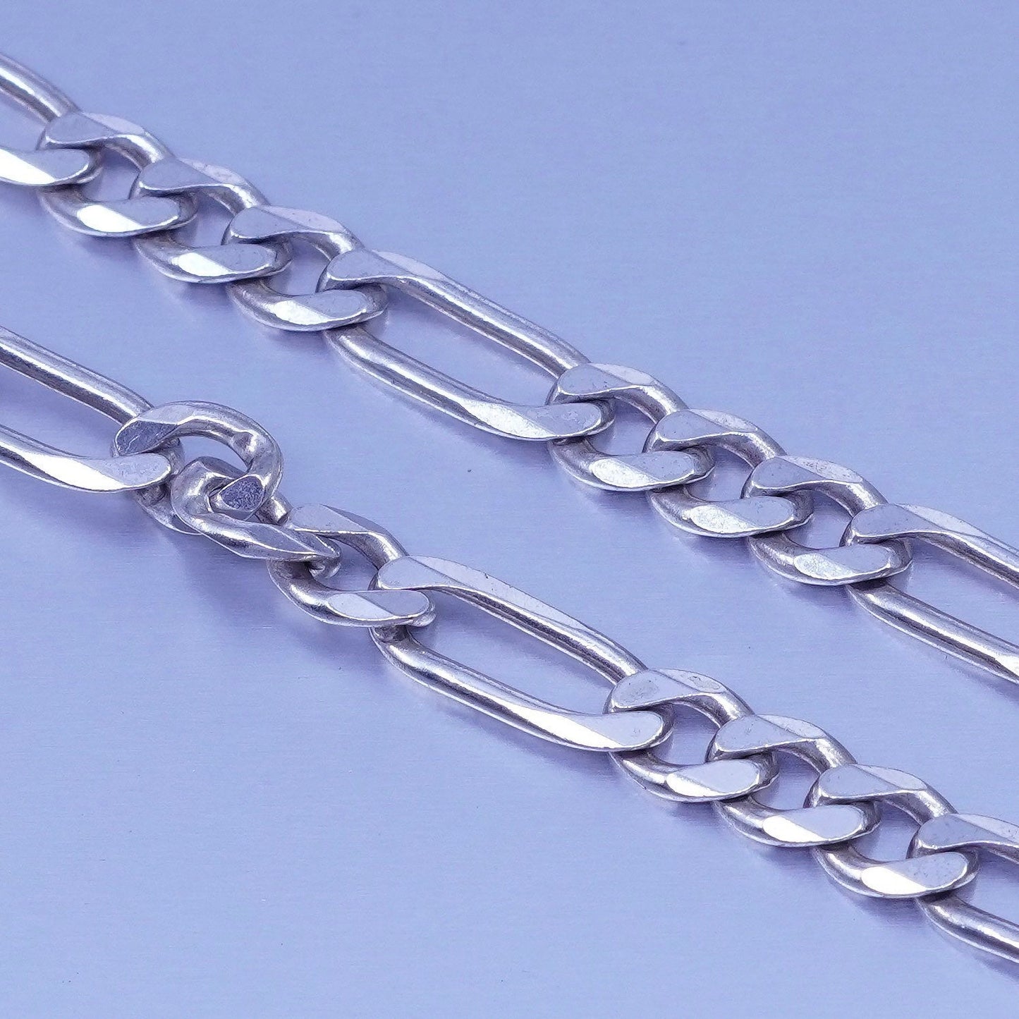 24” 7mm, vintage Italy Sterling 925 silver bold figaro chain necklace