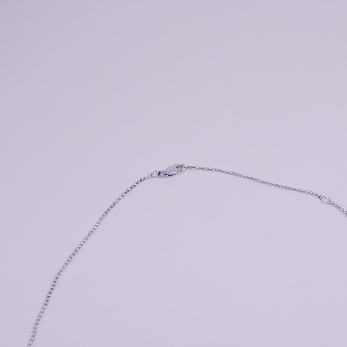 16+2”, 1mm, Vintage Sterling 925 silver bead chain necklace teardrop pendant