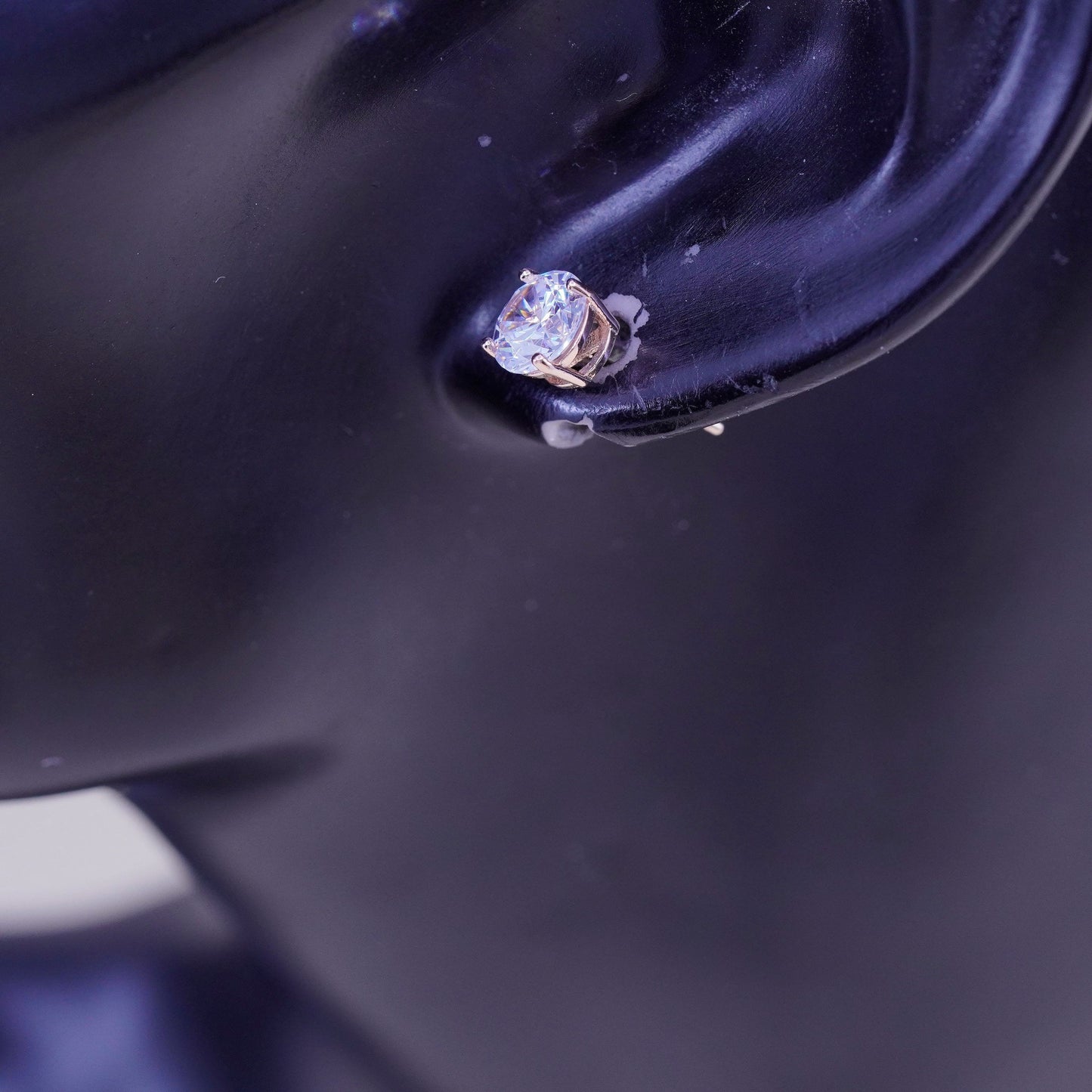 5mm, Vintage rose gold over sterling 925 silver cz studs, minimalist earrings