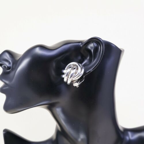 VINTAGE Zina Handmade Sterling Silver 925 EARRINGS, Entwined Braided Clip On
