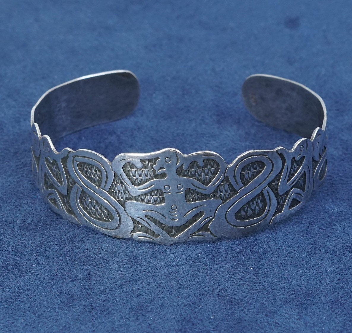 8.25", vtg sterling silver handmade bracelet, 925 worship cuff