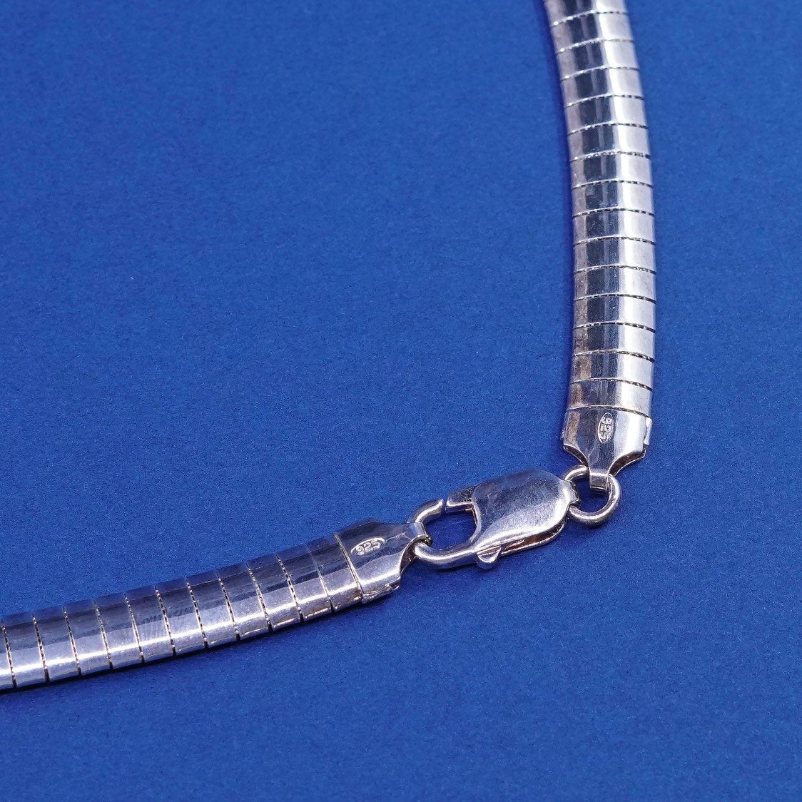 20” 8mm, vtg italy Sterling silver handmade necklace, 925 omega chain