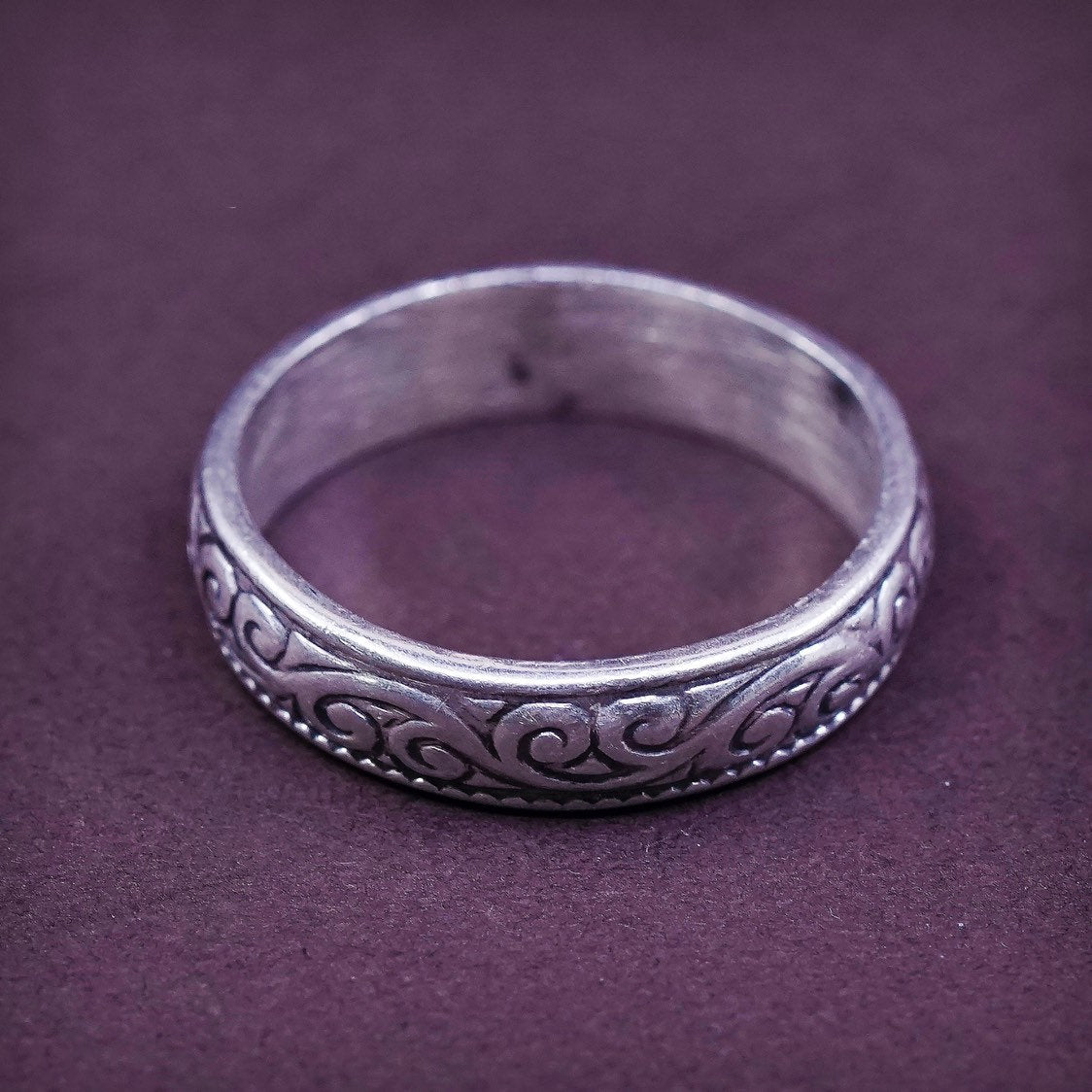 sz 9.75, mexico sterling silver handmade 925 statement ring with swirl pattern