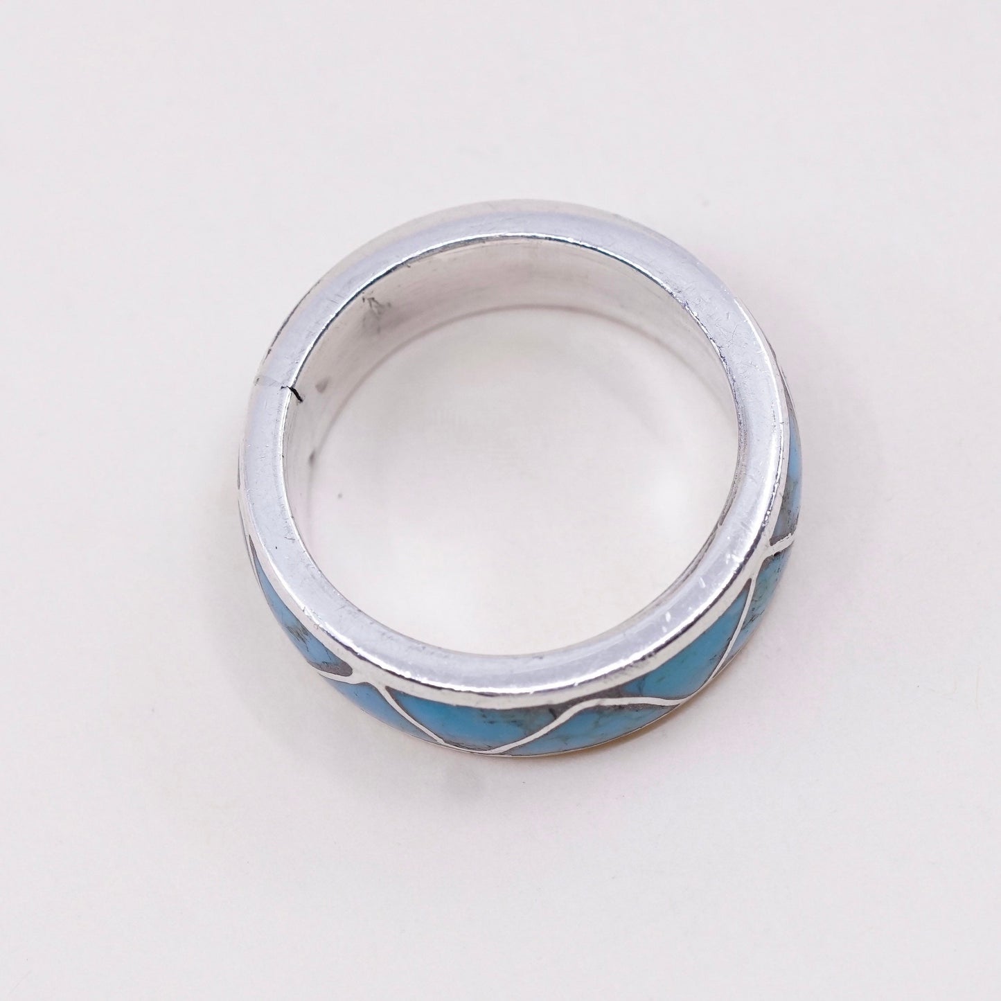 sz 7, navajo James Martin handmade Sterling silver ring, 925 band w/ turquoise