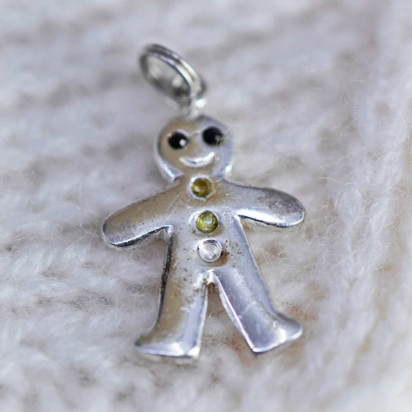 Vintage sterling silver handmade pendant, 925 gingerbread man charm