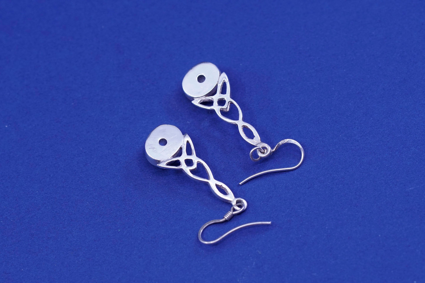 Vintage Sterling silver handmade earrings, 925 teardrop with moonstone