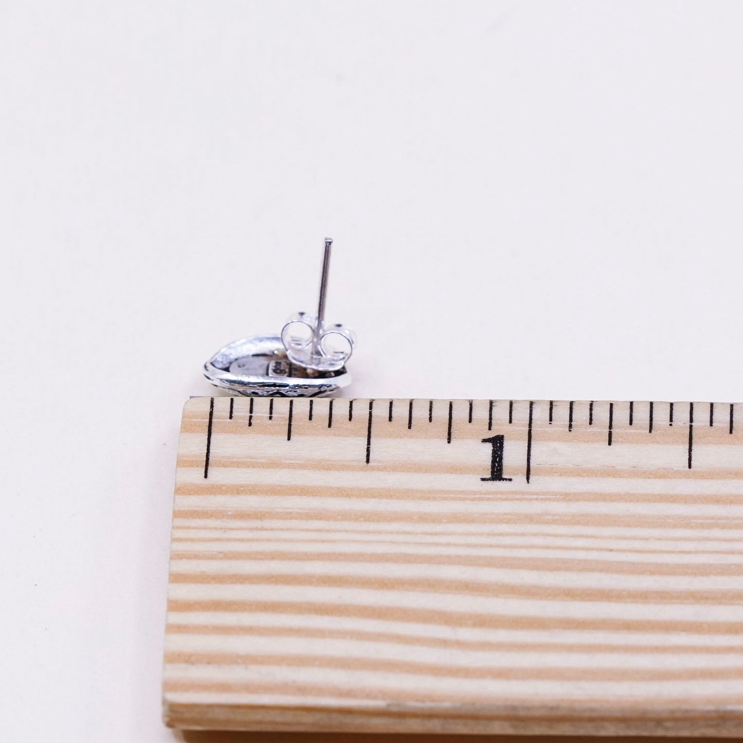 Vintage sterling silver earrings, 925 filigree studs with oval amethyst