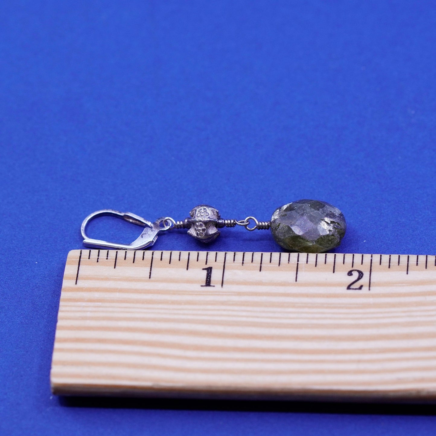 Vintage Sterling 925 silver handmade earrings with quartz Dangles
