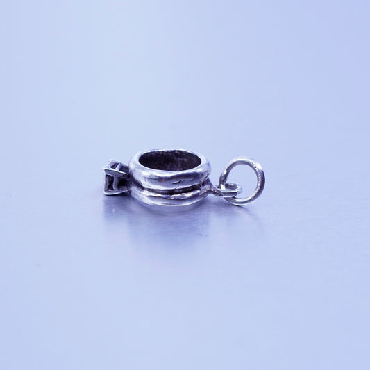 Vintage sterling 925 silver handmade engagement ring pendant charm