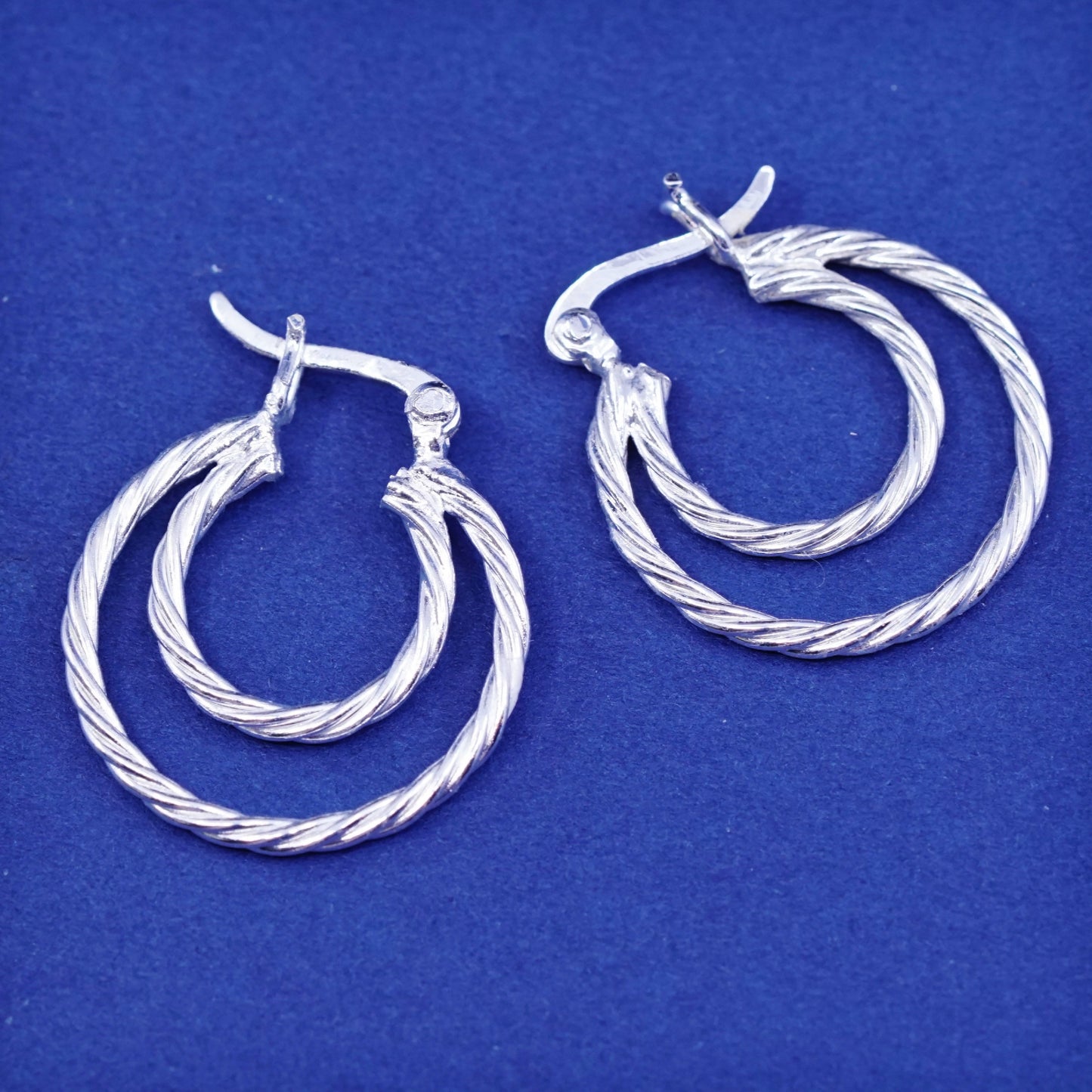 0.75”, vintage Sterling silver handmade hoop earrings, Modern 925 huggie