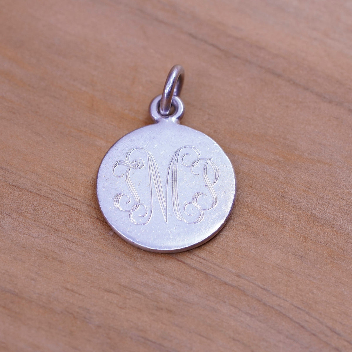 Vintage Sterling 925 silver handmade pendant with name monogram “JMP” and cable