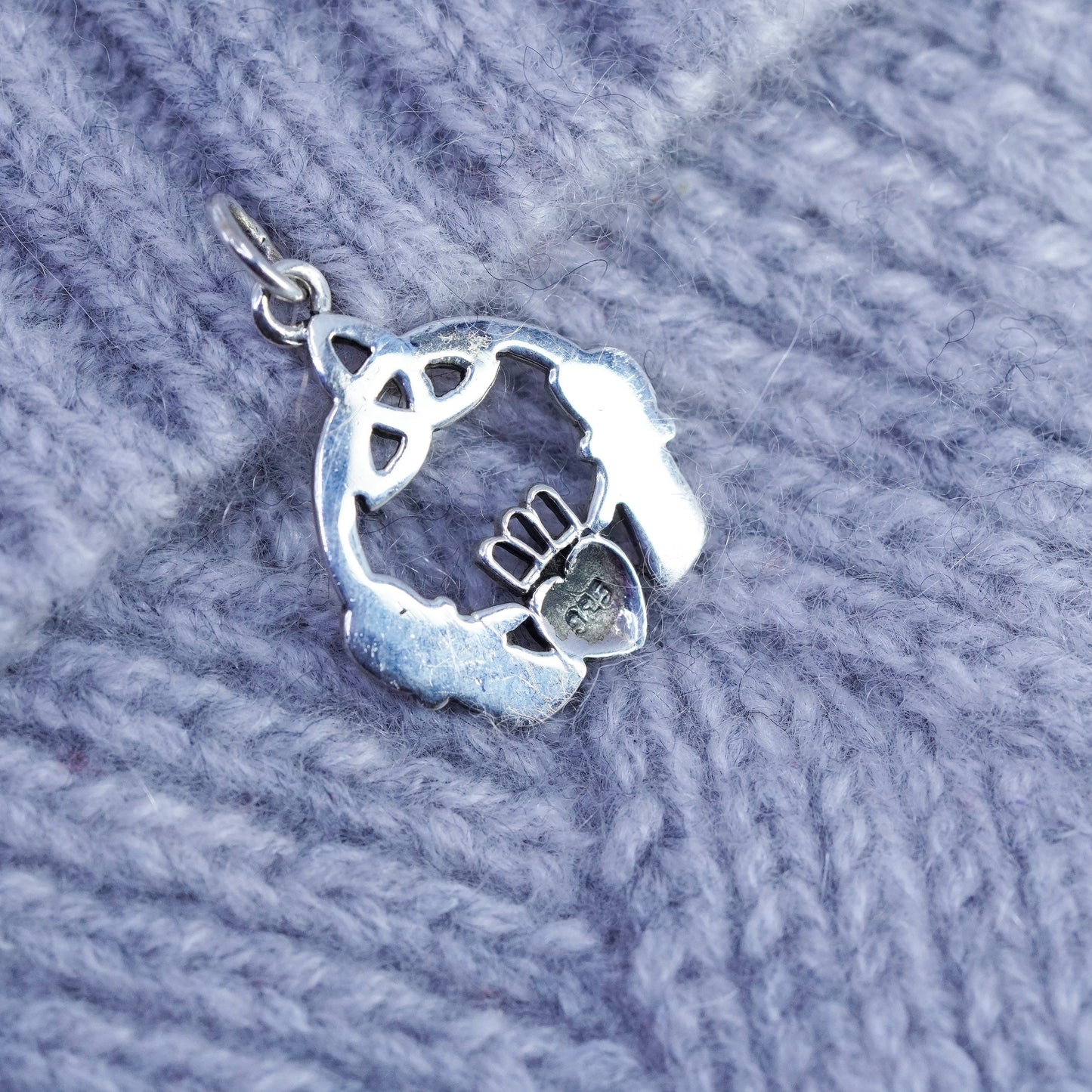 Irish Claddagh friendship Sterling 925 silver pendant, hand holding heart charm