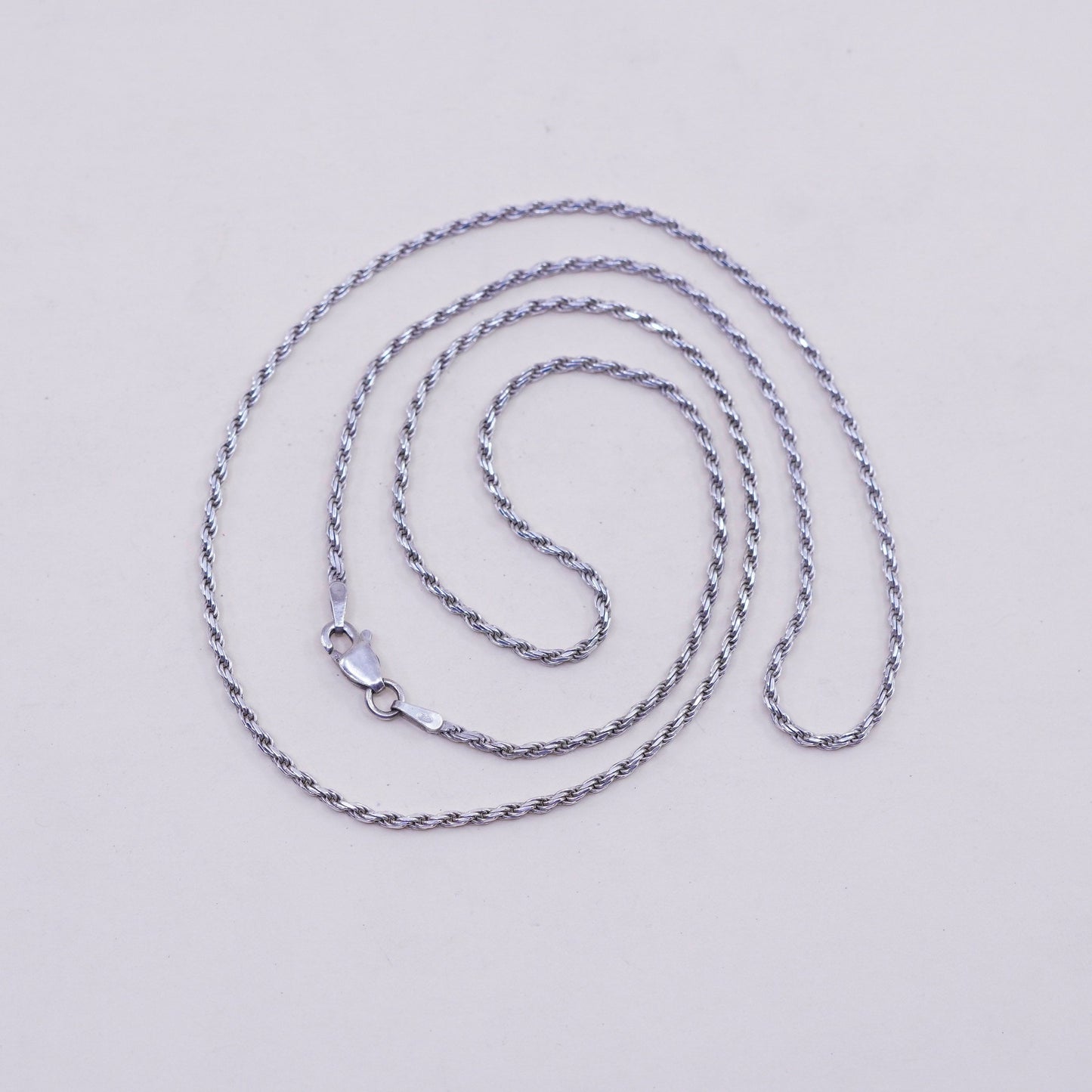 24”, 1.6mm, vintage Sterling silver necklace, 925 diamond rope chain