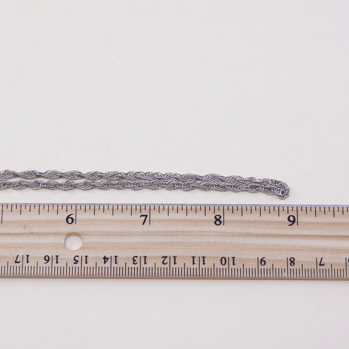 18”, vtg Sterling silver necklace, solid Italy 925 Singapore rope chain