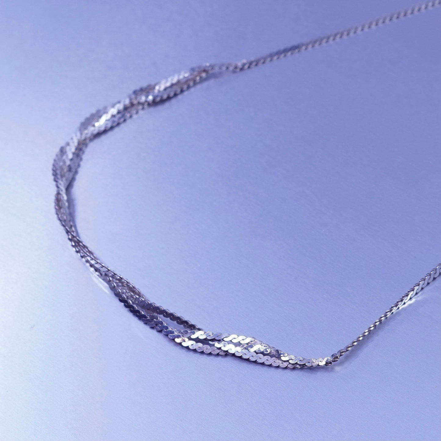 17”, vintage Sterling silver necklace, 925 s link woven braided chain