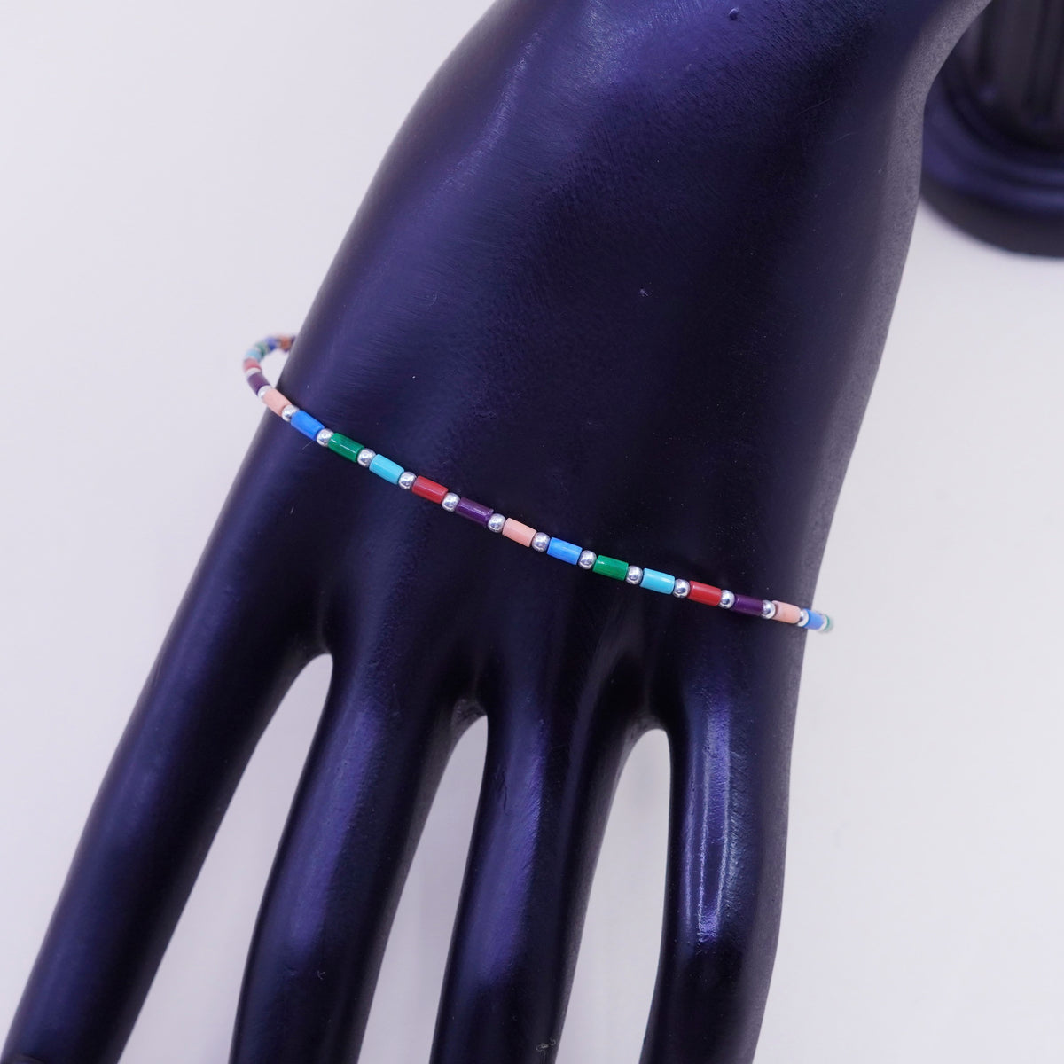 9.25”, Vintage southwestern 925 Sterling silver handmade heishi bracelet