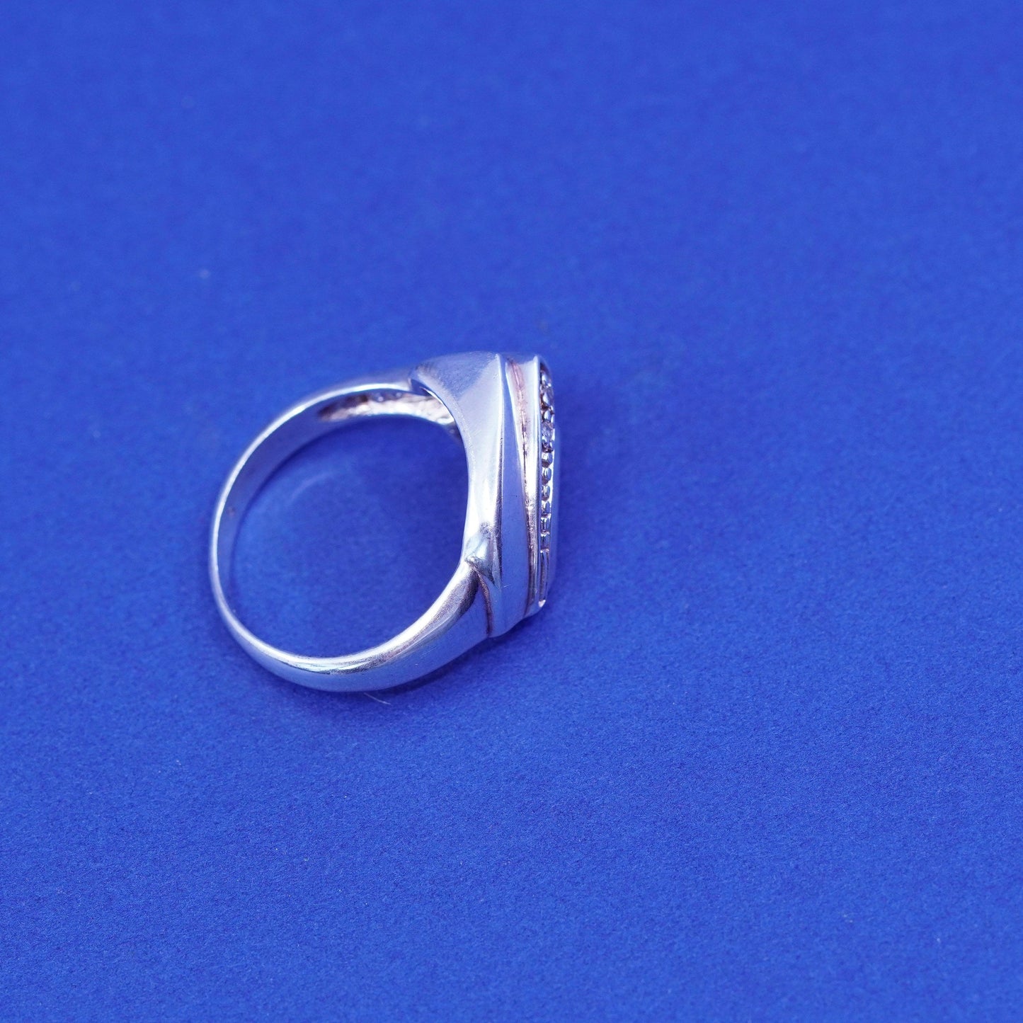Size 9, vintage BLJ Sterling silver engagement ring, 925 band with clear cz