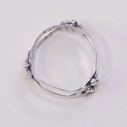 Size 6, Vtg stackable Sterling Silver Handmade Ring 925 Band W/ Beads